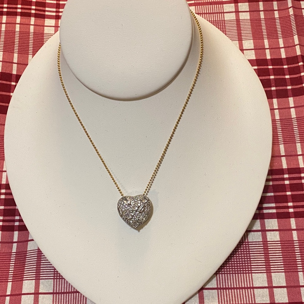 Mixed Metal Gold Heart Pendant Necklace